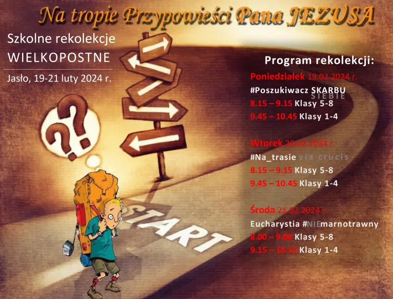 plakat zawierający program rekolekcji